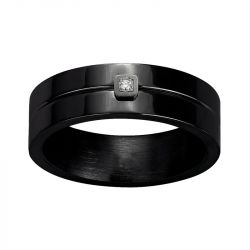 Bague Homme PHEBUS Jacques Acier Noiret Diamant 50100006