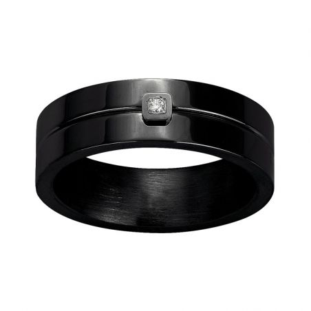 Bague acier homme & femme : bague en acier doré, noir, rose - bague-diamant - edora