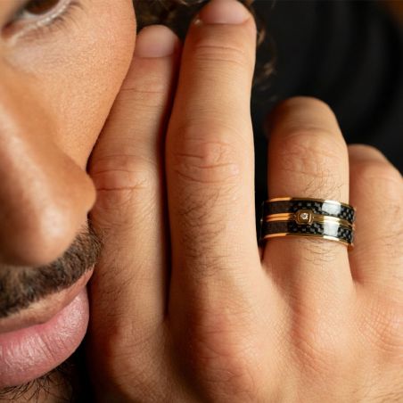 Bague acier homme & femme : bague en acier doré, noir, rose - bague-diamant - edora - 2