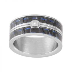 Bague homme phebus rémi acier gris et diamant 50100013 - bague argent & or homme, bague homme - - bague-diamant - edora - 0