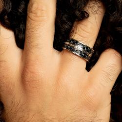 Bague homme phebus rémi acier gris et diamant 50100013 - bague argent & or homme, bague homme - - bague-diamant - edora - 1