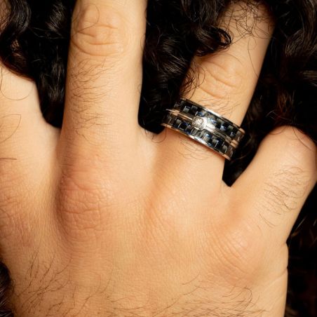 Bague acier homme & femme : bague en acier doré, noir, rose - bague-diamant - edora - 2