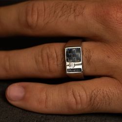 Bague homme phebus rémi acier gris et diamant 50100014 - bague argent & or homme, bague homme - - chevalieres - edora - 1