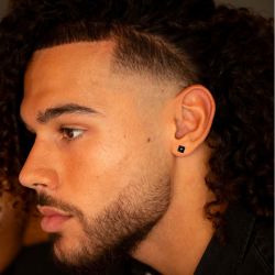 Boucles d'oreilles homme clous phebus manuel acier noir et diamants 50400003 - boucles-d-oreilles-homme - edora - 1