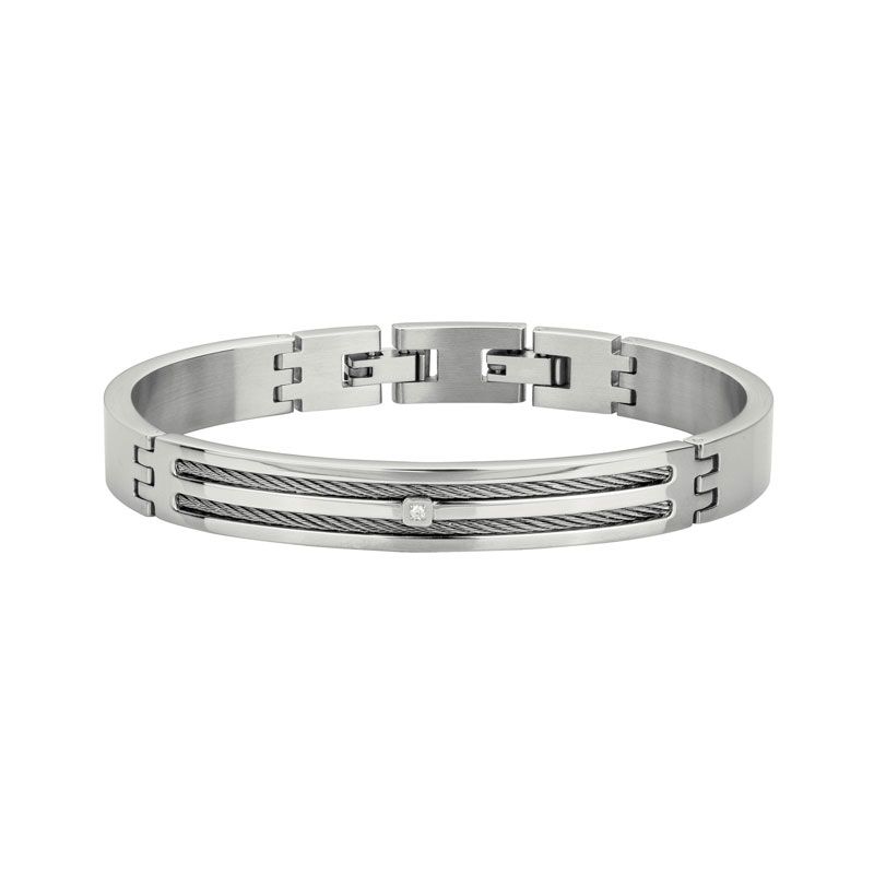 Bracelet homme phebus clément  acier  et  diamant 50300009 - bracelets-homme - edora