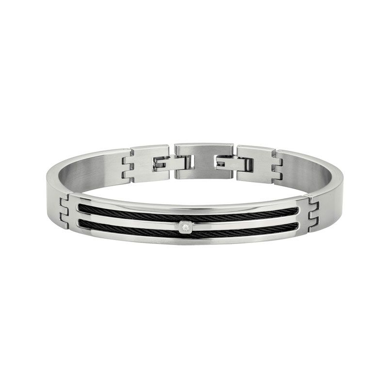 Bracelet homme phebus damien  acier et  diamant 50300007 - bracelets-homme - edora