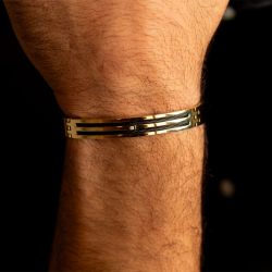 Bracelet homme phebus Édouard acier doré et diamant 50300018 - bracelets-homme - edora - 2