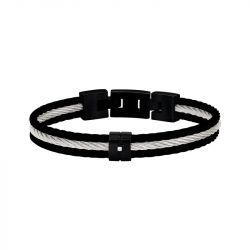 Bracelet homme phebus gérard acier noir et gris, diamant 50300001 - bracelet-cuir-homme - edora - 0