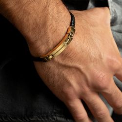 Bracelet homme phebus jacques  cuir et diamant 50300011 - bracelet-cuir-homme - edora - 2