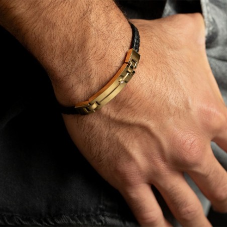 Bracelet homme phebus jacques  cuir et diamant 50300011 – bracelet cuir homme