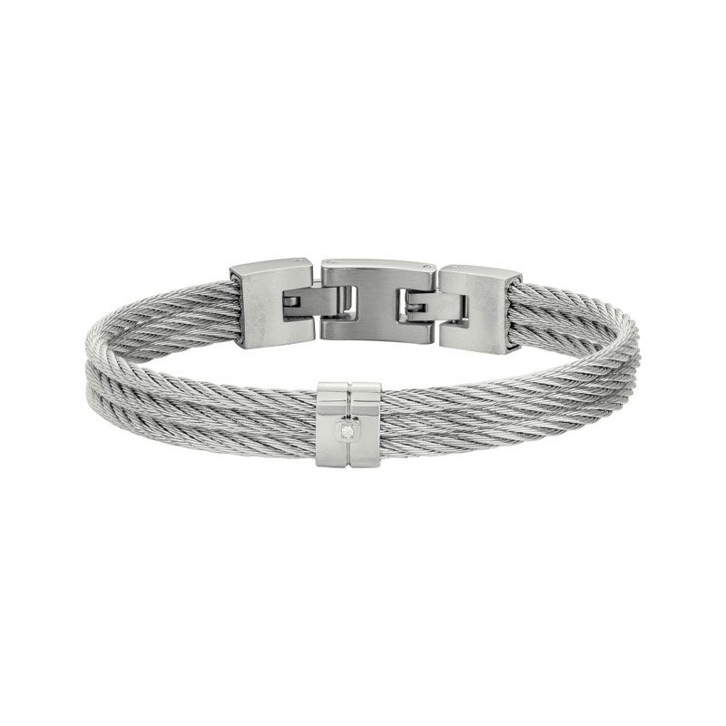 Bracelet homme phebus jacques acier gris, diamant 50300003 - bracelets-homme - edora