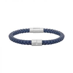 Bracelet homme phebus philippe acier et cuir bleu 50300004 - bracelet-cuir-homme - edora - 0