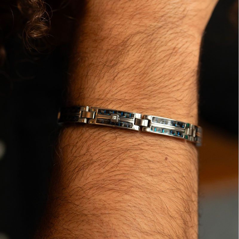 Bracelet homme phebus rémi acier gris et diamant 50300020 - bracelets-homme - edora