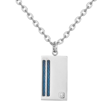 Collier homme phebus bastien acier gris et diamant 50700007 – colliers homme