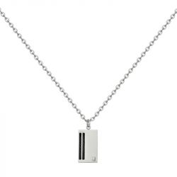Collier homme phebus damien acier gris et diamant 50700006 - colliers-homme - edora - 0