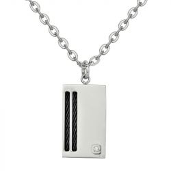 Collier homme phebus damien acier gris et diamant 50700006 - colliers-homme - edora - 2