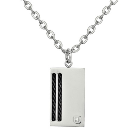 Collier homme phebus damien acier gris et diamant 50700006 – colliers homme