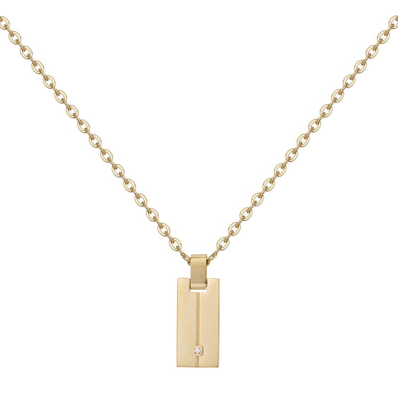 Collier homme phebus jacques acier doré et diamant 50700001 - colliers-homme - edora