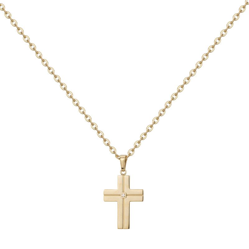 Collier homme phebus laurent acier doré et diamant 50700004 - colliers-homme - edora