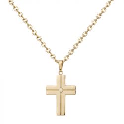 Collier homme phebus laurent acier doré et diamant 50700004 - colliers-homme - edora - 2