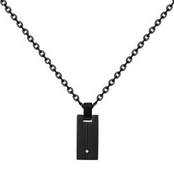 Collier homme phebus manuel acier noir et diamant 50700002 - colliers-homme - edora - 0