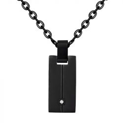 Collier homme phebus manuel acier noir et diamant 50700002 - colliers-homme - edora - 2