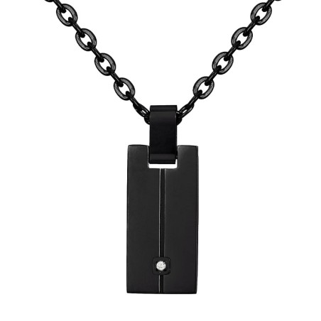 Collier homme phebus manuel acier noir et diamant 50700002 – colliers homme