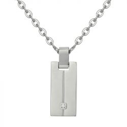 Collier homme phebus olivier acier gris et diamant 50700003 - colliers-homme - edora - 2