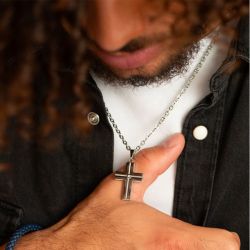 Collier homme phebus philppe acier gris et diamant 50700005 - colliers-homme - edora - 1