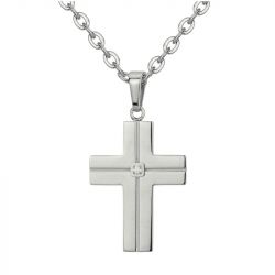 Collier homme phebus philppe acier gris et diamant 50700005 - colliers-homme - edora - 2