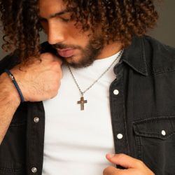 Collier homme phebus philppe acier gris et diamant 50700005 - colliers-homme - edora - 3