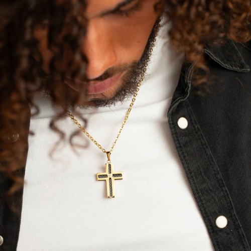 Collier Homme PHEBUS Quentin Acier Doré et Diamant 50700012