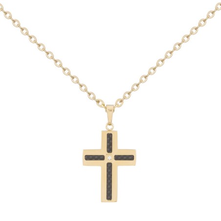 Collier homme phebus quentin acier doré et diamant 50700012 – colliers homme