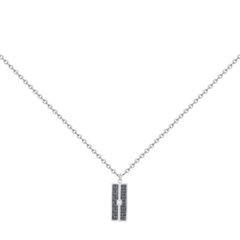 Collier homme phebus rémi acier gris et diamant 50700011 - colliers-homme - edora