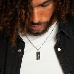 Collier homme phebus rémi acier gris et diamant 50700011 - colliers-homme - edora - 1