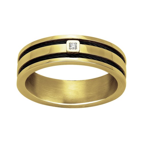 Bague Homme PHEBUS ClémentAcier Doréet Diamant 50100010