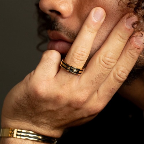 Bague Homme PHEBUS ClémentAcier Doréet Diamant 50100010