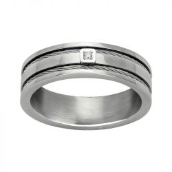 Bague homme phebus clément acier gris et diamant 50100011 - bague argent & or homme, bague homme - - bague-diamant - edora - 0