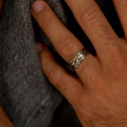 Bague homme phebus clément acier gris et diamant 50100011 - bague argent & or homme, bague homme - - bague-diamant - edora - 1