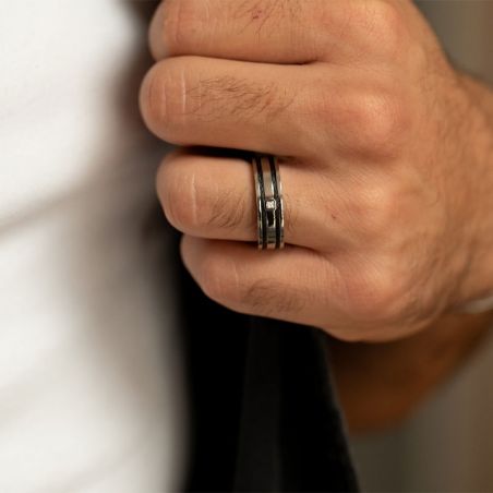 Bague acier homme & femme : bague en acier doré, noir, rose - bague-diamant - edora - 2