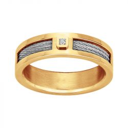 Bague homme phebus fabrice acier doré et diamant 50100002 - bague argent & or homme, bague homme - - bague-diamant - edora - 0