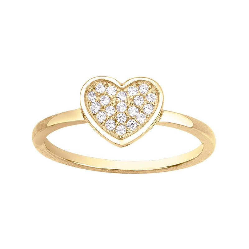 Bague femme cœur edora plaqué or et oxydes edo66100021 - bagues-plaque-or - edora
