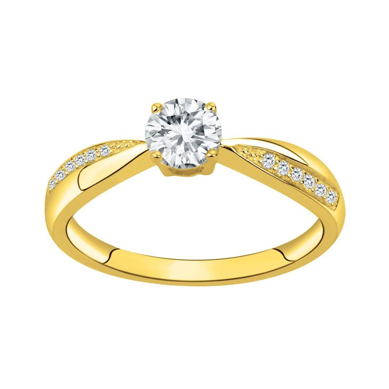 Bague femme solitaire edora plaqué or et oxydes edo76100007 - bagues-plaque-or - edora