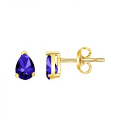 Boucles d'oreilles femmes puces EDORA plaqué or et oxydes bleus EDO76400259