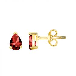 Boucles d'oreilles femmes puces EDORA plaqué or et oxydes rouges EDO76400258