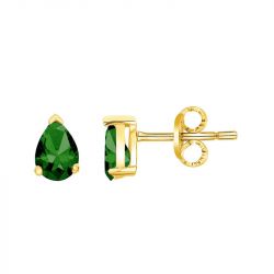 Boucles d'oreilles femmes puces EDORA plaqué or et oxydes verts EDO76400257