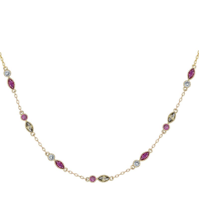 Collier femme multipierres  edora plaqué or et oxydes edo66700088 - colliers-femme - edora