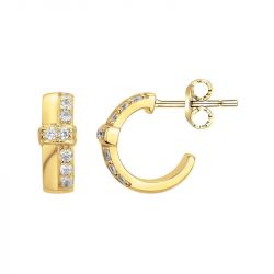 Boucles d'oreilles femme créoles edora plaqué or et oxydes edo76400238 - creole-plaque-or - edora - 0