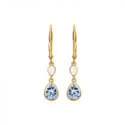 Boucles d'oreilles femme pendante edora plaqué or et oxydes edo76400147 - boucles-d-oreilles-plaque-or - edora - 2