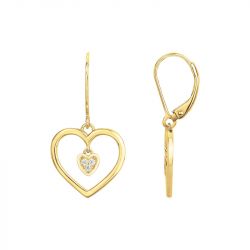 Boucles d'oreilles femme pendantes cœurs edora plaqué or et oxydes edo76400239 - boucles-d-oreilles-plaque-or - edora - 0